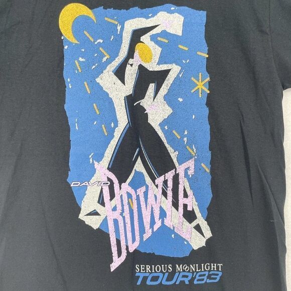 David Bowie Serious Moonlight Tour Graphic Tee Black NWOT M - Picture 4 of 7